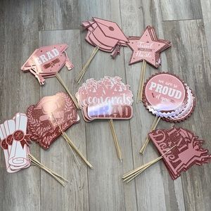 Crtiin 59 Pcs Graduation Party Decorations Graduation Centerpiece rose gold